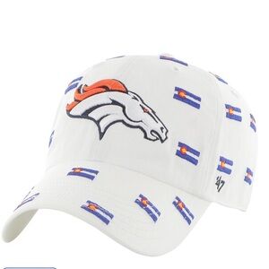 Women's '47 NFL Denver Broncos White Confetti Clean Up Adjustable Hat NEW w/Tags